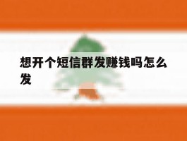 想开个短信群发赚钱吗怎么发