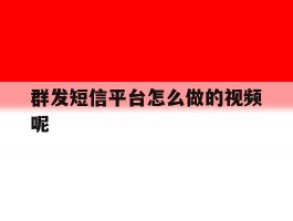 群发短信平台怎么做的视频呢
