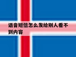 语音短信怎么发给别人看不到内容